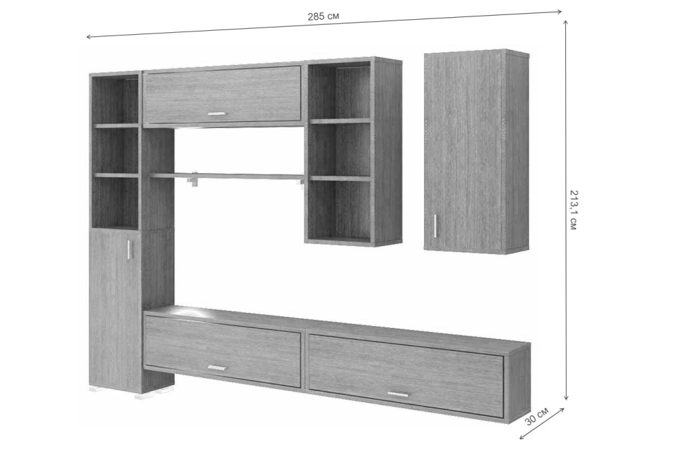 Стенка Лофт 2 В Домино венге Стенка Лофт 2 В Домино венге