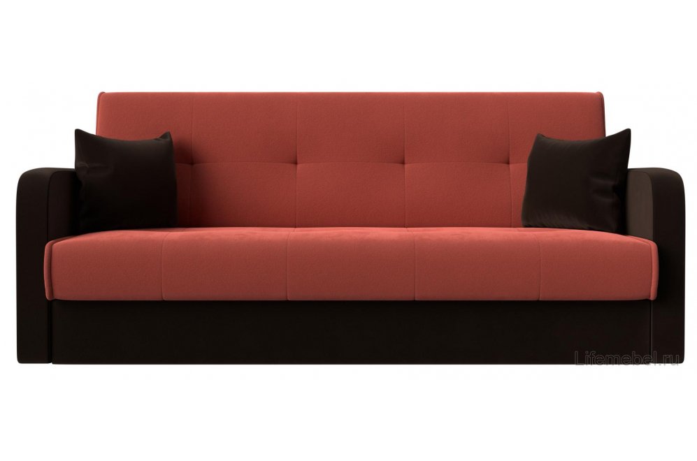 Диван Надежда коралловый / коричневый микровельвет Диван Надежда коралловый / коричневый микровельвет