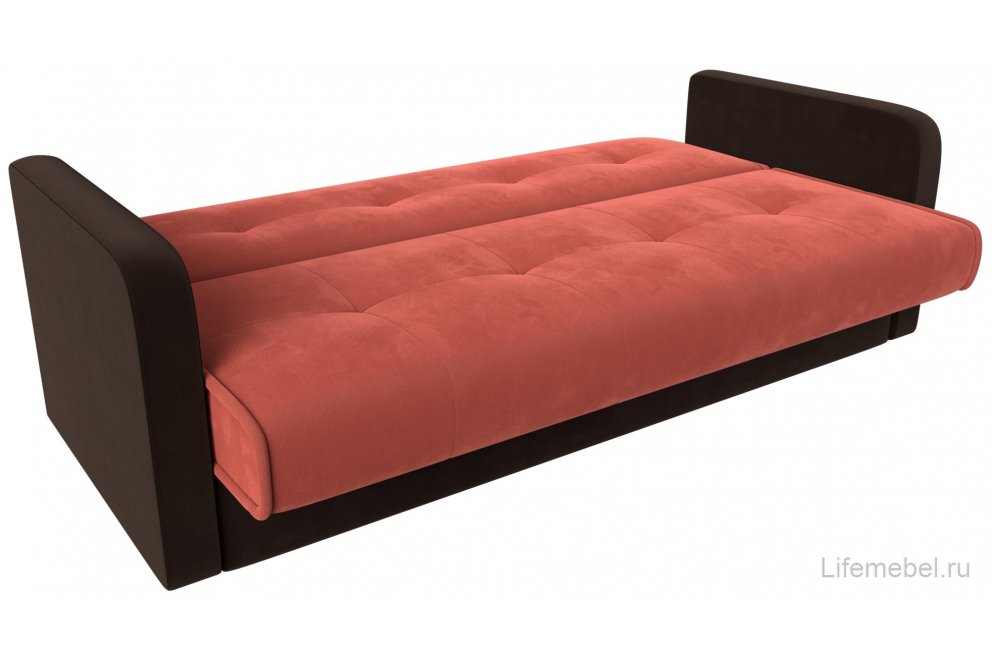 Диван Надежда коралловый / коричневый микровельвет Диван Надежда коралловый / коричневый микровельвет