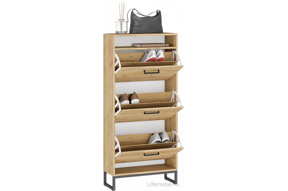 Обувница Лофт тип 01 черный / дуб крафт золотой Обувница Лофт тип 01 черный / дуб крафт золотой