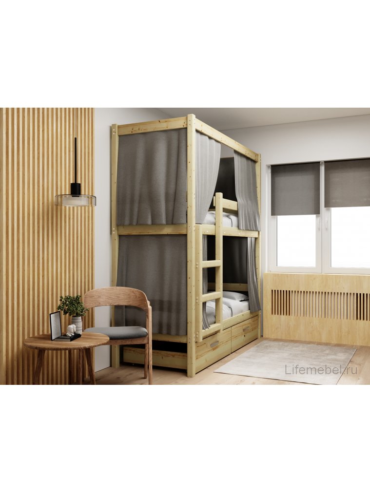 Двухъярусная кровать Бернли 80х190 c каркасом для штор Двухъярусная кровать Бернли 80х190 c каркасом для штор