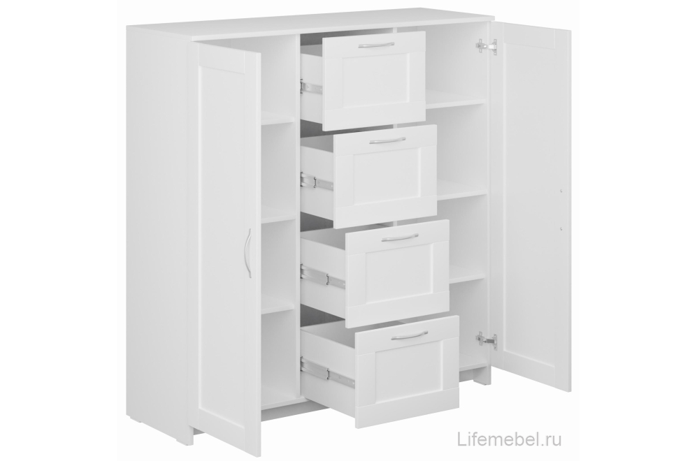 Комод Сириус 117х123 2 двери / 4 ящика белый Комод Сириус 117х123 2 двери / 4 ящика белый