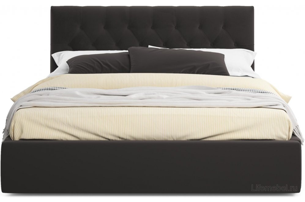 Двуспальная кровать Verona 160х200 с ПМ велюр шоколад Двуспальная кровать Verona 160х200 с ПМ велюр шоколад
