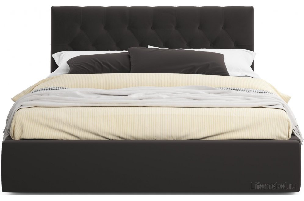 Двуспальная кровать Verona 180х200 с ПМ велюр шоколад Двуспальная кровать Verona 180х200 с ПМ велюр шоколад