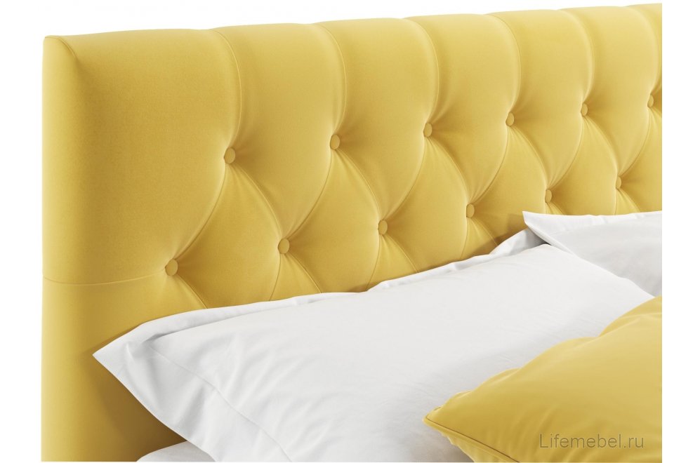 Двуспальная кровать Verona 180х200 с ПМ желтый велюр Двуспальная кровать Verona 180х200 с ПМ желтый велюр