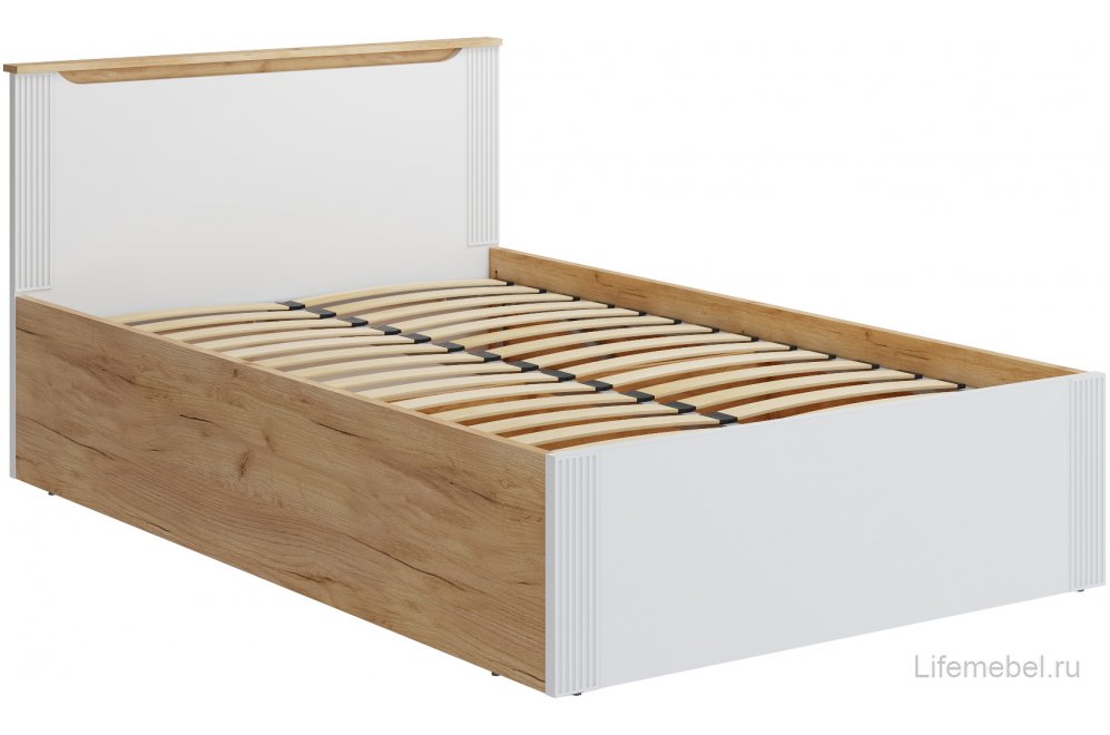 Полутораспальная кровать Эмилия ЭЛ-32 120х200 с ПМ дуб крафт золотой / меренга Полутораспальная кровать Эмилия ЭЛ-32 120х200 с ПМ дуб крафт золотой / меренга