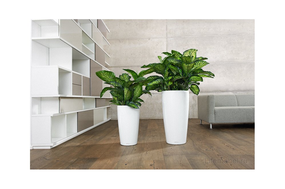 Кашпо Lechuza 15780 RONDO 32 Белый блестящий