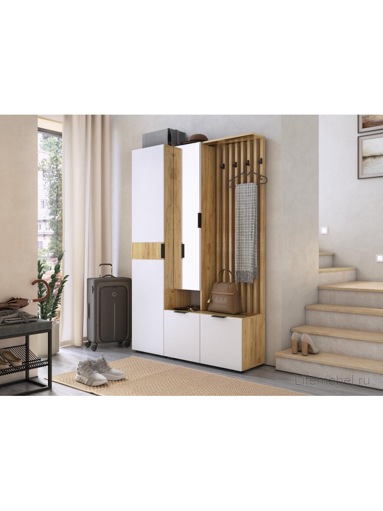 Шкаф Бери 40 дуб крафт золотой / белое дерево Шкаф Бери 40 дуб крафт золотой / белое дерево