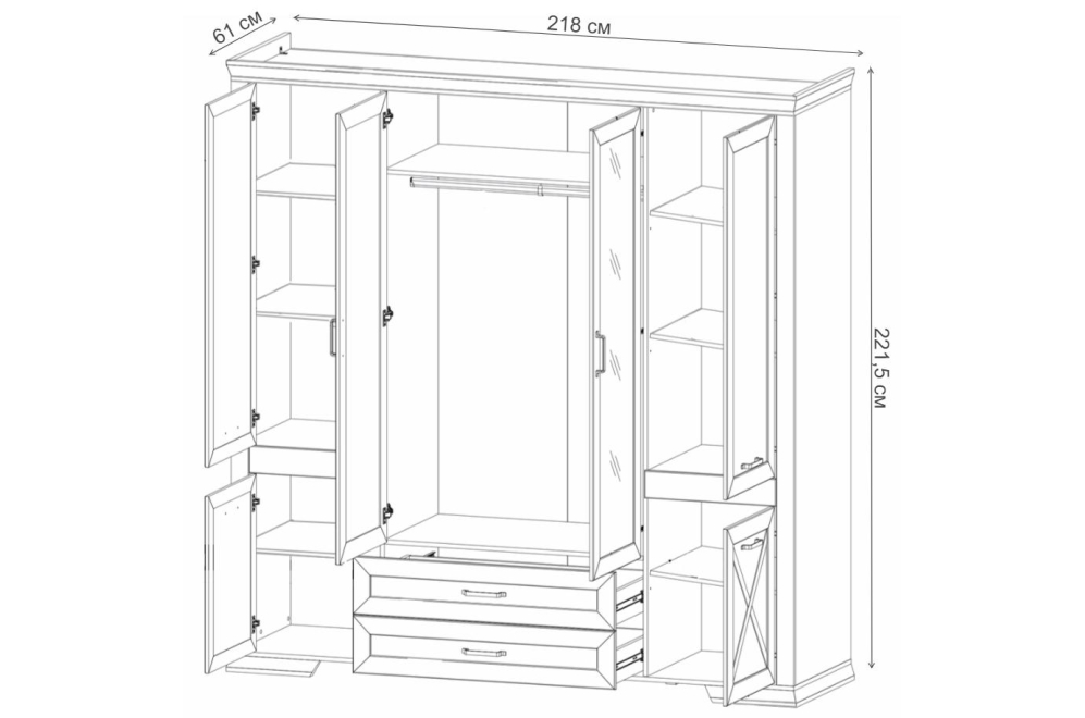 Шкаф Марсель SZF6D2S ясень снежный / дуб сонома темный Шкаф Марсель SZF6D2S ясень снежный / дуб сонома темный