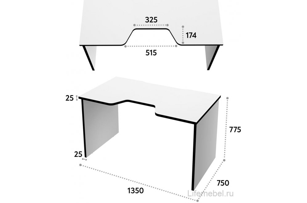 Компьютерный стол С-240 белый / черный Компьютерный стол С-240 белый / черный