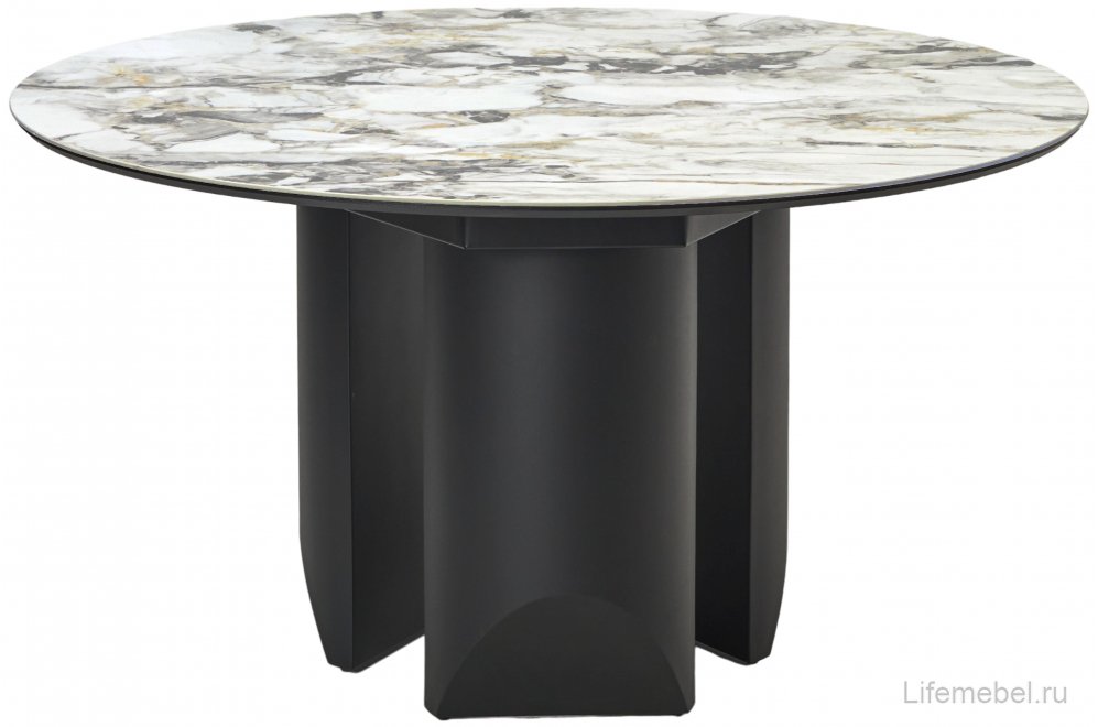 Керамический стол Колизей d140 arctic ocean белый мрамор керамика / черный Керамический стол Колизей d140 arctic ocean белый мрамор керамика / черный