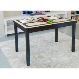 Стол обеденный раздвижной Диез Т11 С-343 венге / дуб миланский стекло с рисунком