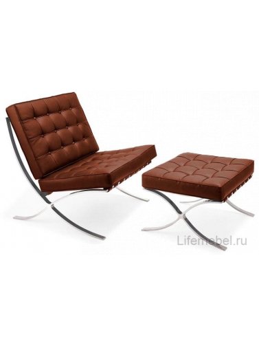 Кресло Barcelona chair коньячное