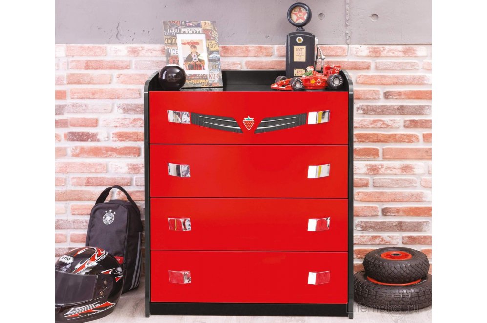 Комод детский Champion Racer красный / черный