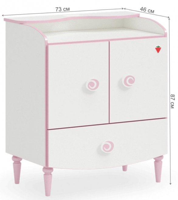 Комод детский Princess белый / розовый