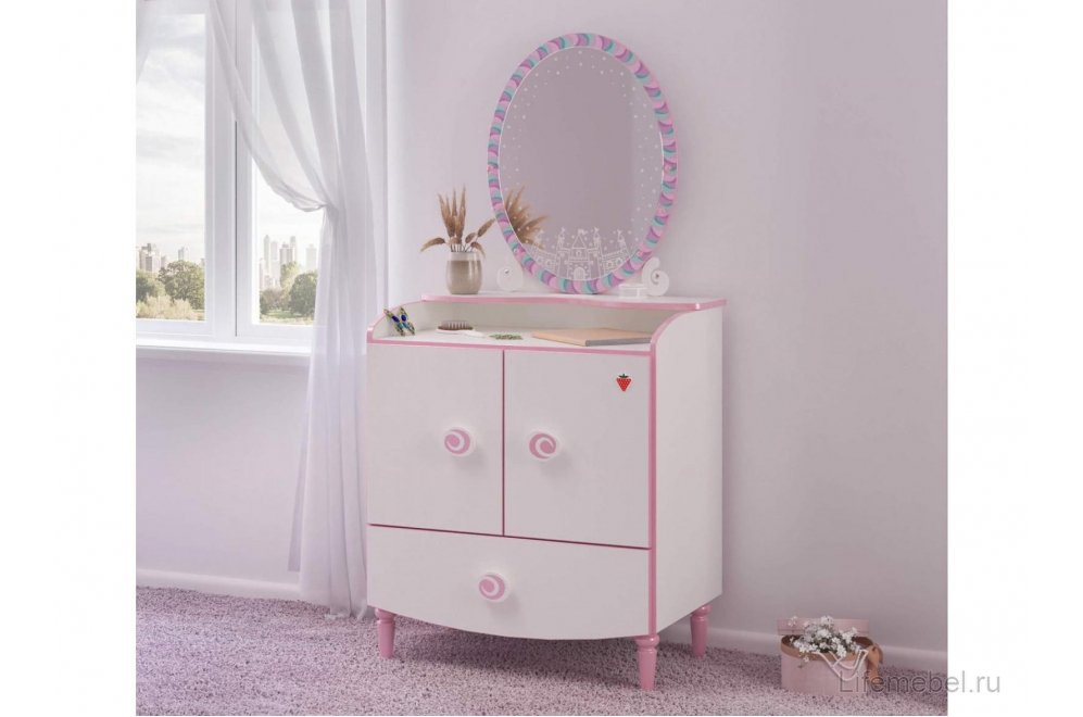 Комод детский Princess белый / розовый