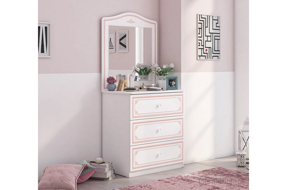 Комод детский Selena pink белый / розовый