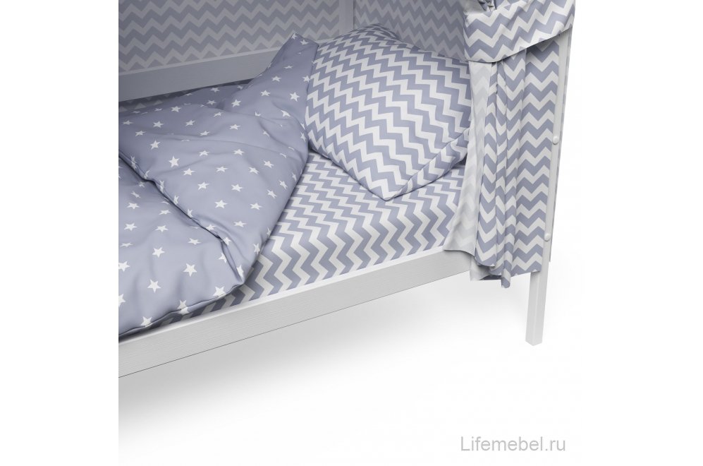 Кровать-домик Р424 Э 80х160 белый / эмаль