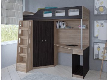 Кровать-чердак Астра 7 дуб сонома / венге