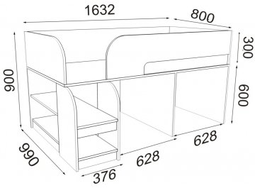 Детская кровать Астра 9 / 1 дуб молочный / оранжевый