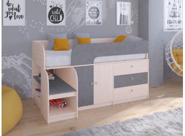 Кровать-чердак Астра 9 1 дуб молочный / железный камень