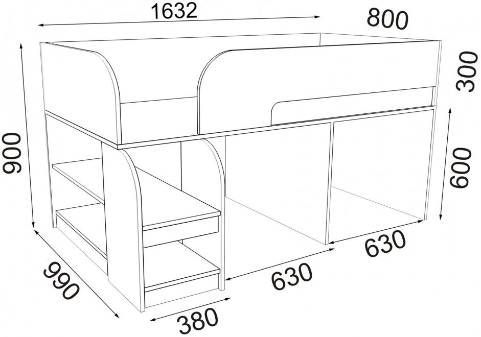 Кровать-чердак Астра 9/3 дуб молочный / салатовый