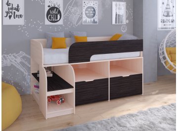 Кровать-чердак Астра 9 6 дуб молочный / венге