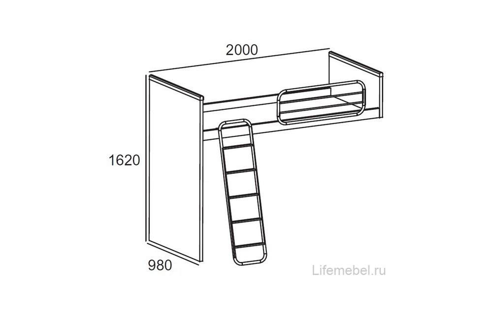 Кровать-чердак D8309 белый