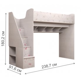 Кровать-чердак Принцесса 18 с лестницей