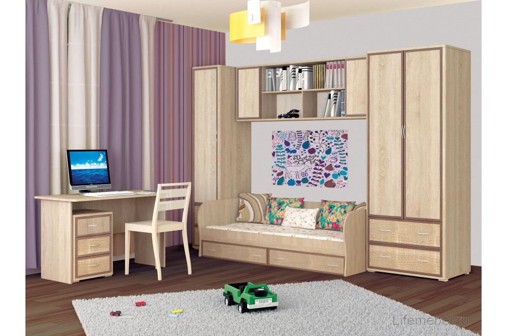 Кровать Джульетта ДДКР-1 с ящиками дуб сонома / ясень шимо