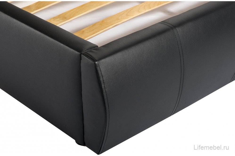 Полутораспальная кровать Афродита-2 120х200 экокожа черная