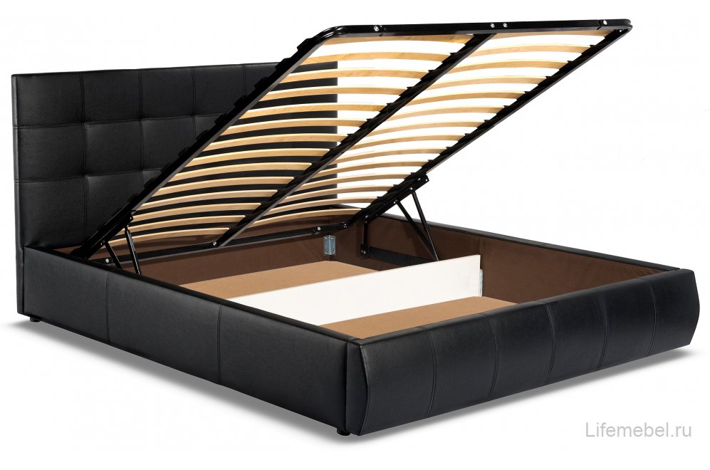 Полутораспальная кровать Афродита-2 120х200 с ПМ экокожа черная