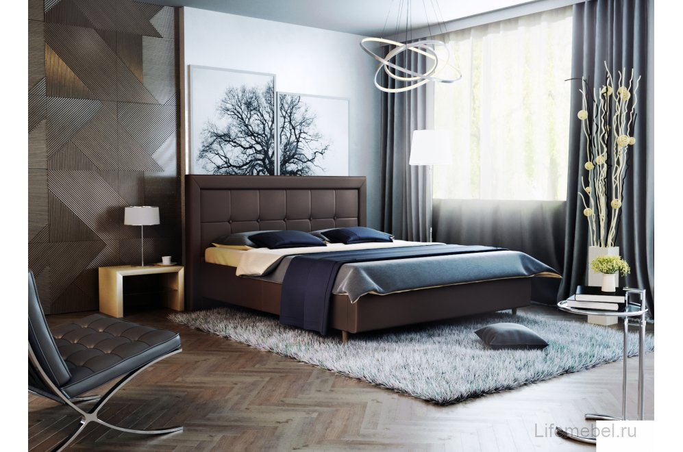 Полутораспальная кровать Афродита-8-1 120х200 с ПМ экокожа marvel chocolate