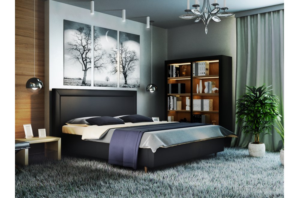 Полутораспальная кровать Афродита-8-3 120х200 с ПМ экокожа marvel black