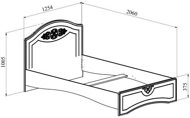 Полутораспальная кровать Ассоль АС-111К 120х200 дерево белое