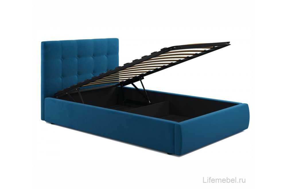 Полутораспальная кровать Selesta 120х200 с ПМ синий велюр