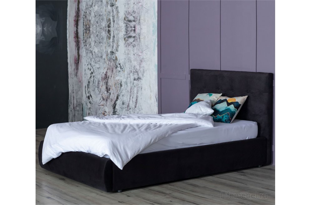 Полутораспальная кровать Selesta 120х200 с ПМ черный велюр