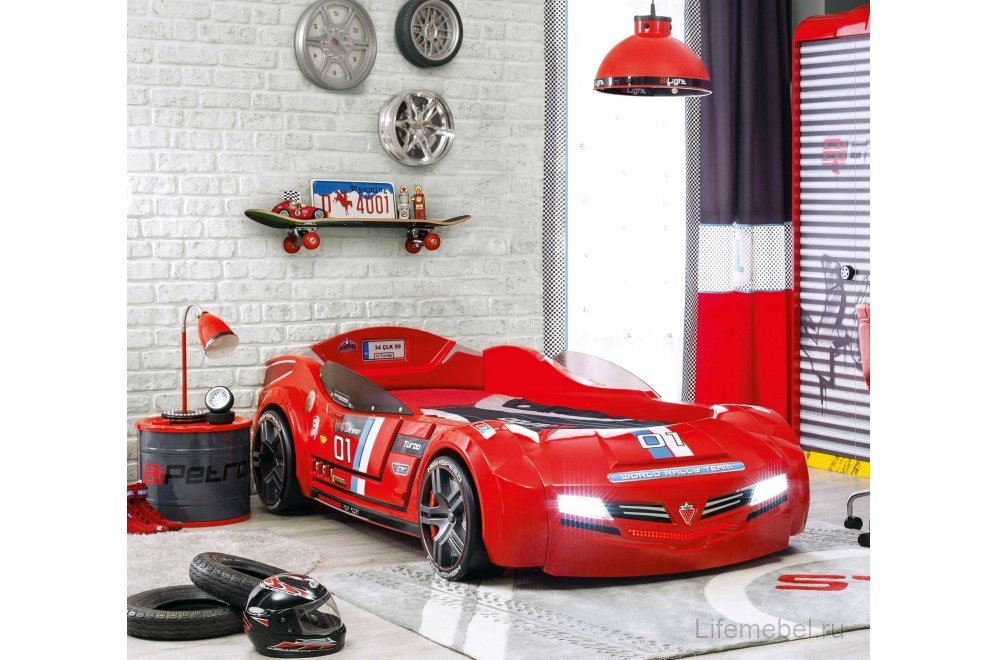 Кровать-машина Biturbo 90х195 красная