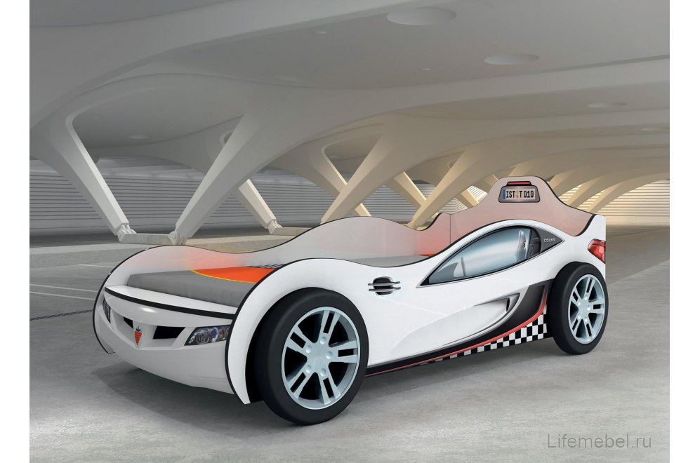 Кровать-машина Coupe 90х190 белая