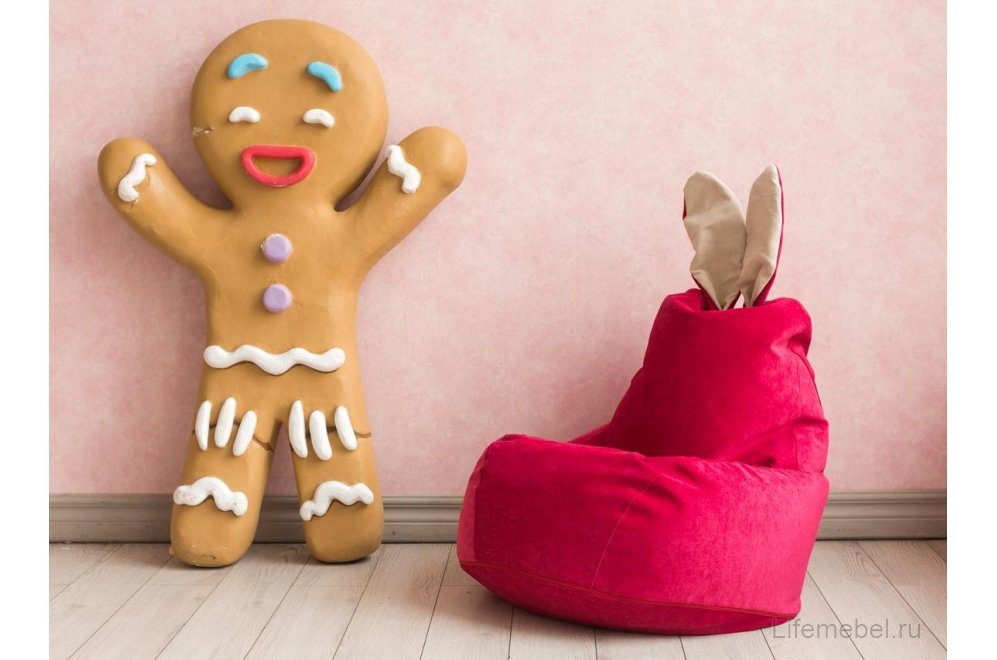 Пуф-мешок Зайчик малиновый