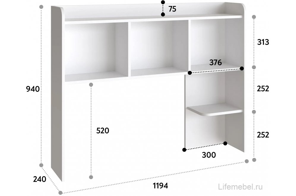 Надстройка для стола П-101 белый структурный