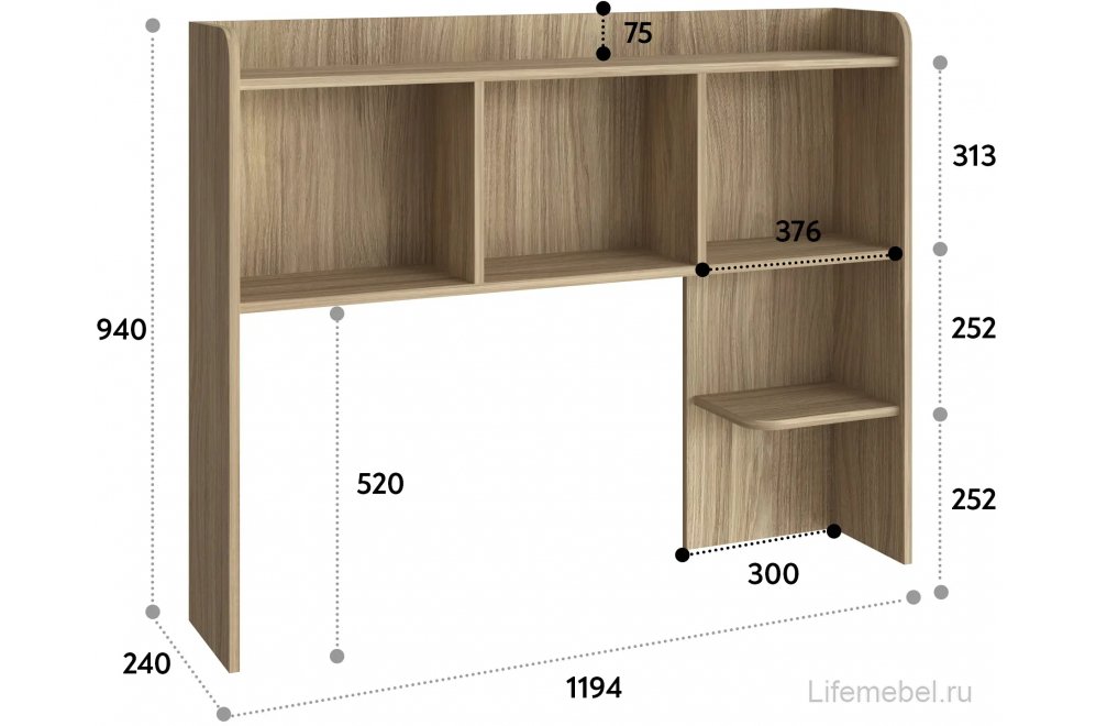 Надстройка для стола П-101 блэквуд ячменный