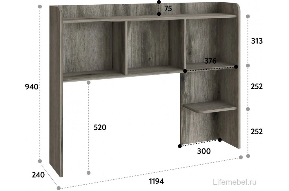Надстройка для стола П-101 дуб эвок