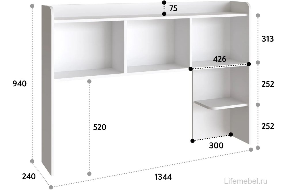 Надстройка для стола П-102 белый структурный