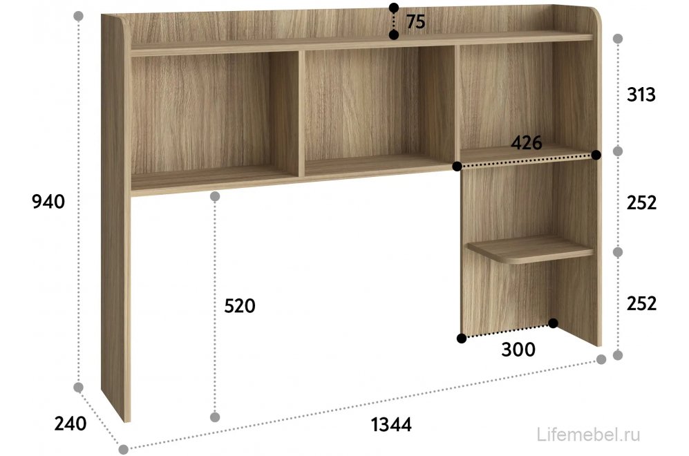 Надстройка для стола П-102 блэквуд ячменный