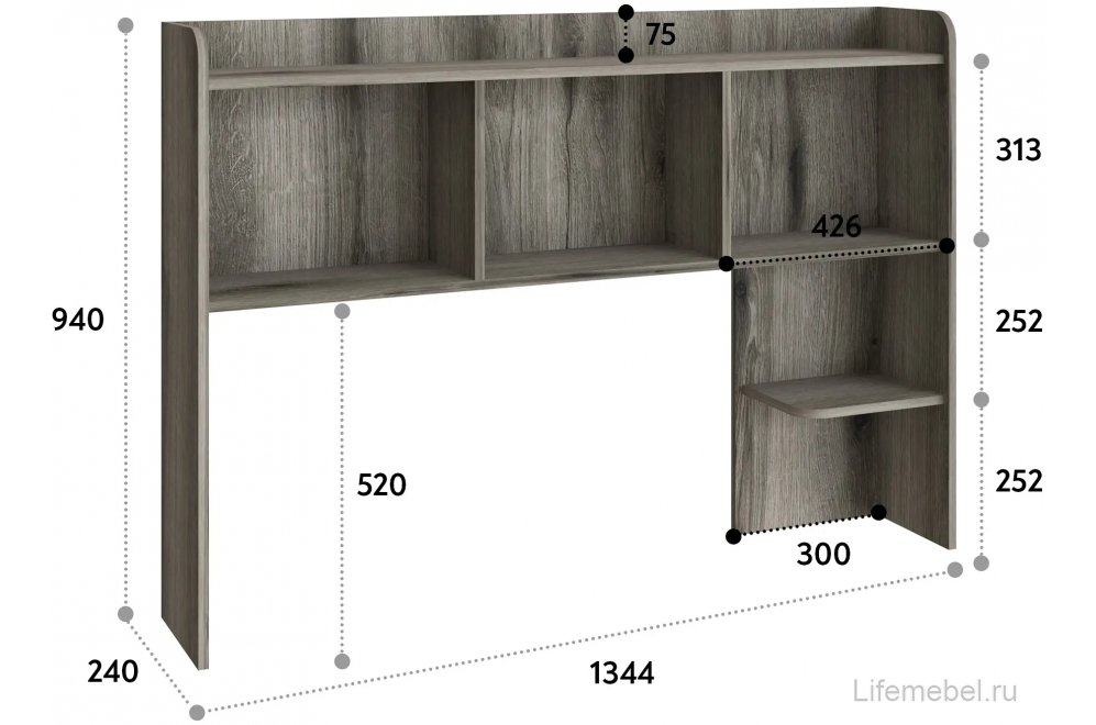 Надстройка для стола П-102 дуб эвок