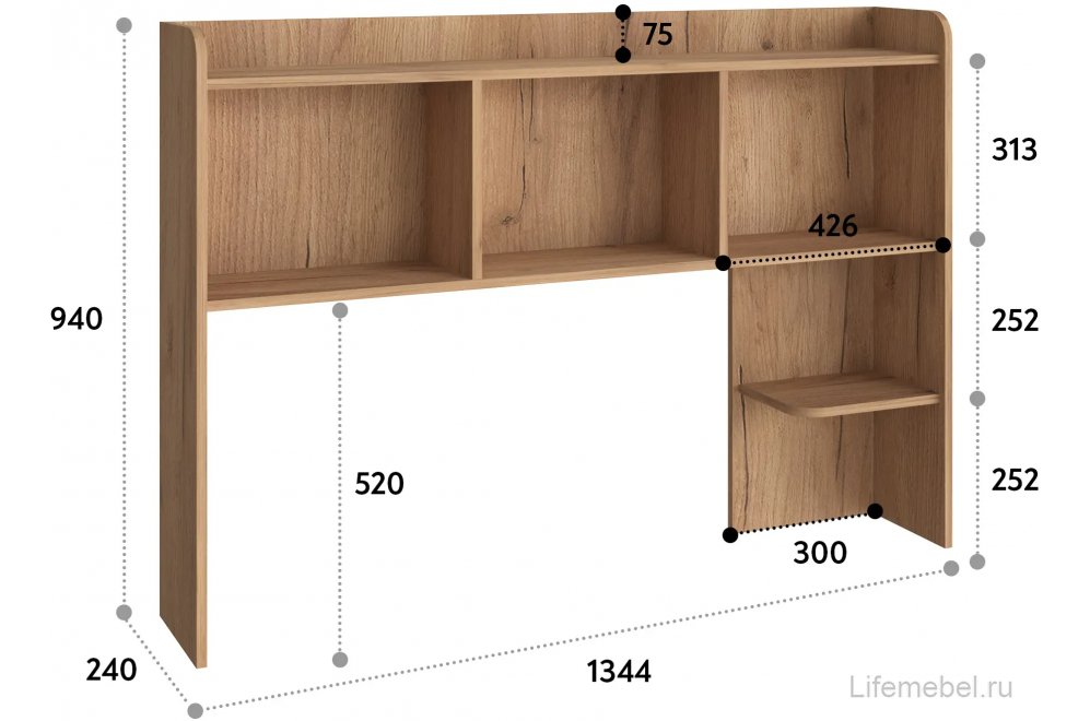 Надстройка для стола П-102 дуб крафт золотой
