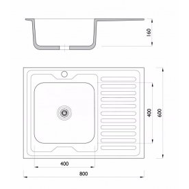 Мойка накладная 806016 0,6 1Ч1К левая