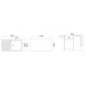 Мойка врезная CLM760.435-GT5K 1R матовый металл