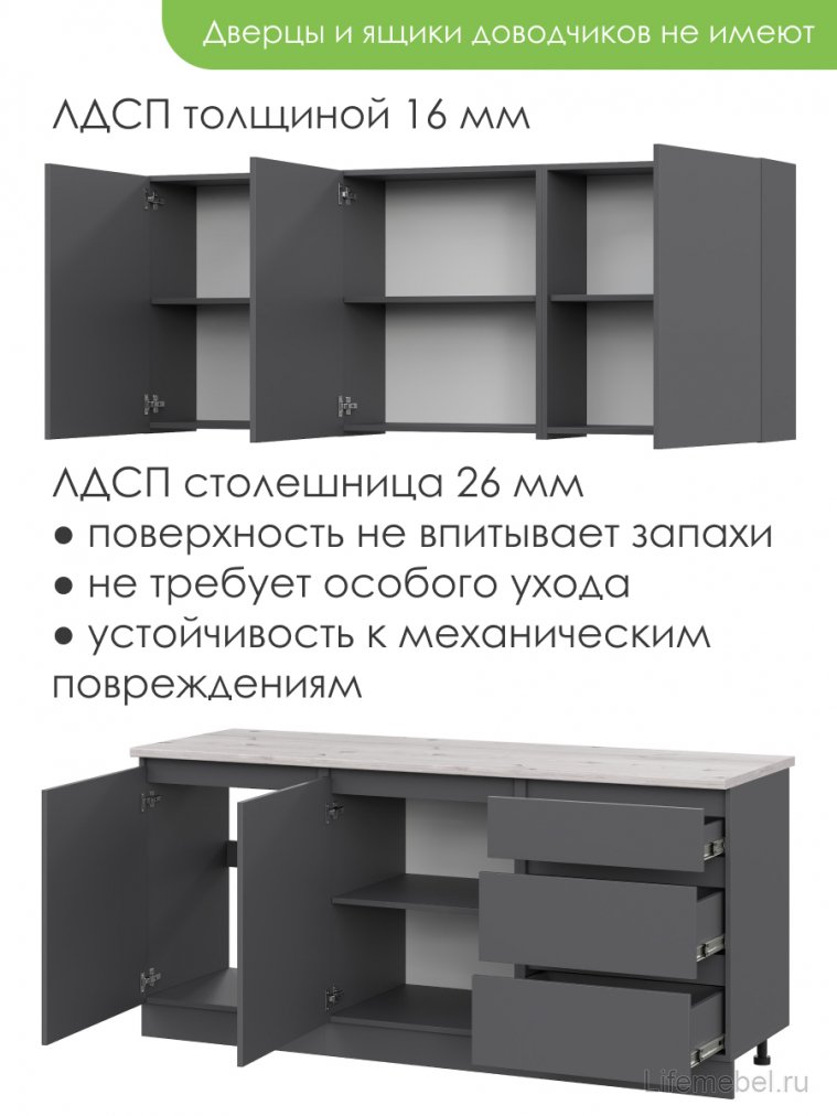 Кухня Идена 1,8 серый графит / серый графит